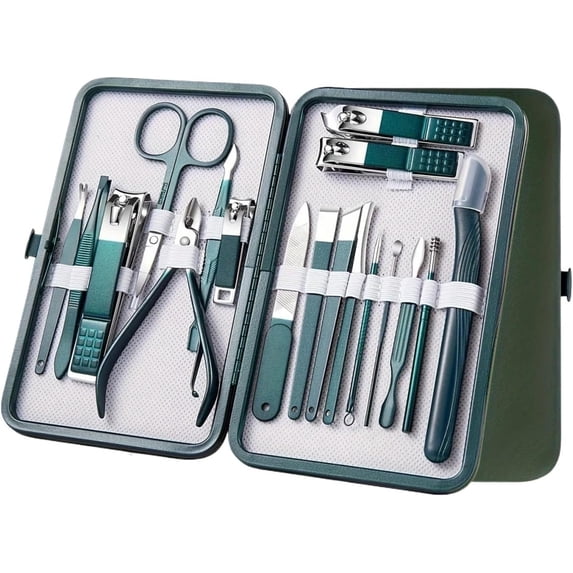 Manicure Set 7-18pcs Set Nail Cutter Set Stainless Steel Nail Clippers Set With Folding Bag Manicure Kits Scissors Beauty Tool Fingernail Cutter(18 PCS Set)