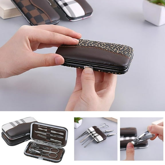 Manicure Set 7 Piece Under $5! Yrmaups 7 Piece Manicure Pedicure Tool Set, Stainless Steel Nail Clipper Kit for Women Men, Portable Grooming Kit in Leather Case, Professional Nail Care Set