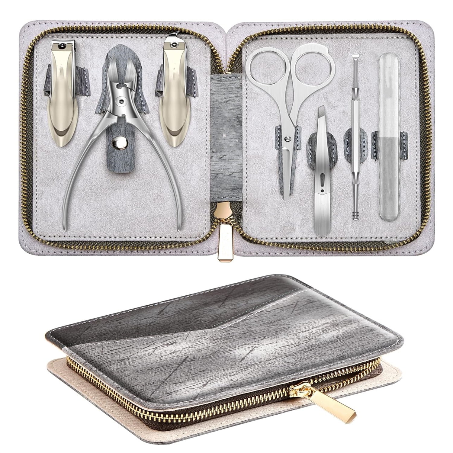 Manicure Set, German Stainless Nail Clippers Set Anti Splash, Heavy Duty Fingernail& Toenail Clipper for Men& Women, Professional Personal Care Tools with Exquisite Travel Case
