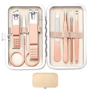 8 in 1 Manicure Set Nail Clipper Kit with Portable Leather Travel Case, Personal Care Grooming Tools for Men Women, Hand Foot Facial Pedicure Set Gift