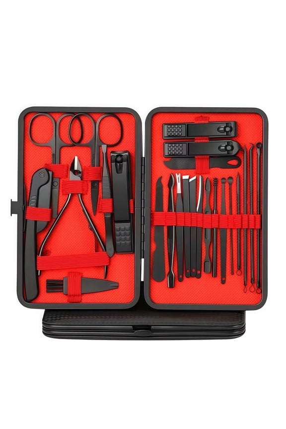 Manicure Set,24pcs Nail ClipperODDPC Grooming Pedicure Kit,Professional Stainless Steel with Leather Travel Case Men & Women Gifts