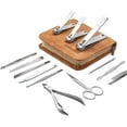 thumbnail image 1 of Manicure Set, Nail Professional Kit Manicure Kits Nail Clipper Sets, 13PCS Stainless Steel Pedicure Sets Mens Grooming Tool, with Brown Leather Travel Case for Men, 1 of 4