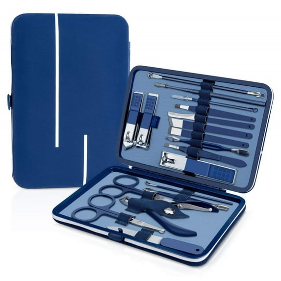 Manicure Set, Pedicure Kit, Nail Clippers, Professional Grooming Kit, Nail Tools 18 in 1 with Luxurious Travel Case for Men and Women 2020 Upgraded Version Blue (18 in 1) (Blue 18 in 1)