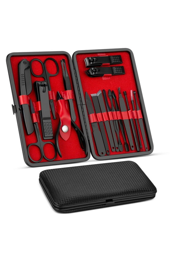 Manicure Set, Pedicure Kit, Nail Clippers, Professional Grooming Kit, Nail Tools 18 In 1 with Luxurious Travel Case For Men and Women Upgraded Version