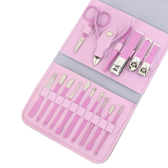 Manicure Set Professional Nail Clippers Pedicure Kit, 16 pcs Stainless Steel Nail Care Tools Grooming Kit with Luxurious Travel Leather Case for Thick Nails Men Women Gift