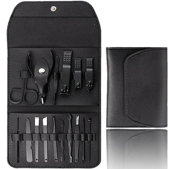 Manicure Set Professional Nail Clippers Pedicure Kit, 16 pcs Stainless Steel Nail Care Tools Grooming Kit with Luxurious Travel Leather Case for Thick Nails Men Women