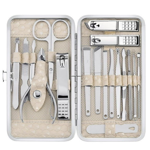 Manicure Set Professional Nail Clippers Set, 18Pcs Manicure Kit Stainless Steel Nail Kit for Women, Pedicure Set Nail Grooming Kit with Travel Case