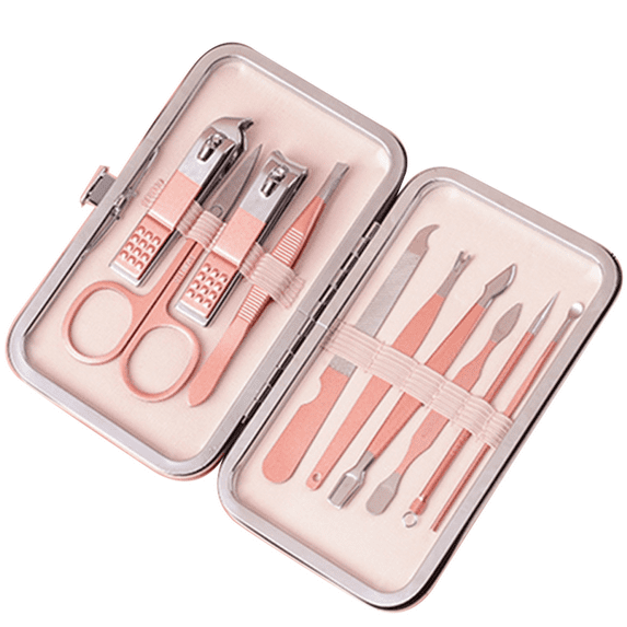 Manicure Set, Stainless Steel Professional Nail Clippers Pedicure Set with Black Leather Storage Case, Portable Grooming Kit for Travel or Home, Perfect Gifts for Women and Men - 7020C