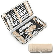 Manicure Set - TIFOR 19 in 1 Stainless Steel Manicure Set, Professional Beauty Set, Nail Care Set Leather Case, Great Gift For Men And Women