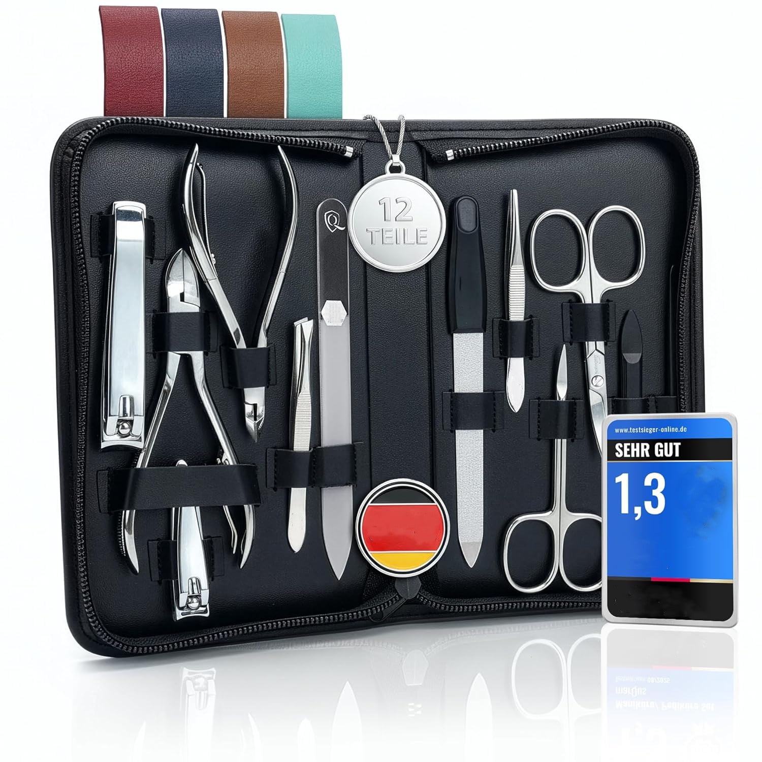 Manicure Set Women and Men – 12-Piece Professional Grooming Kit with Premium Tools, Genuine Leather Case, and Exclusive Glass Nail File for Hand & Foot Care
