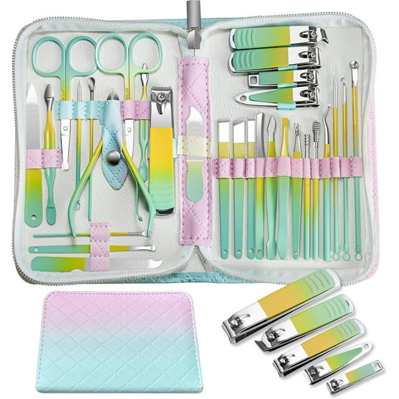 Manicure Set Women Personal Nail Care Kit, 30 in 1 Professional Manicure Kit for Women Pedicure Kit, Nail Clipper Set and Beauty Tool Portable Set, with Luxurious Travel Case (Multi-Colored)