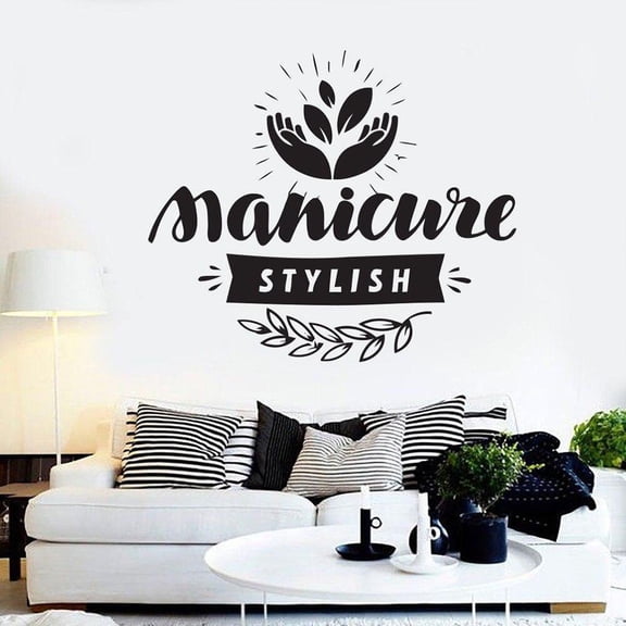 Manicure Stylish Wall Decal Beauty Hair Nail Salon Art Logo Mural Interior Decor Door Window Vinyl Stickers Woman Fashion 57x67cm