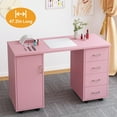 Manicure Table, BTMWAY 47in Long Wood Nail Salon Station Table, Rolling