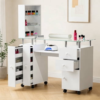 PLOSION de Salon HANDY パールホワイト Ktaxon Salon Manicure Table Nail Desk for Nail Tech with Chipboard