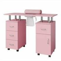 Manicure Table Nail Desk for Nail Tech,Nail Table Beauty Salon Station w/Electric Dust Collector,Professional Nail Desk w/Lockable Wheel