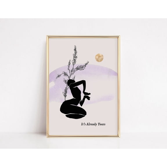 Manifest Affirmation Boho Line Art, Unframed Paper Print Size 8x12