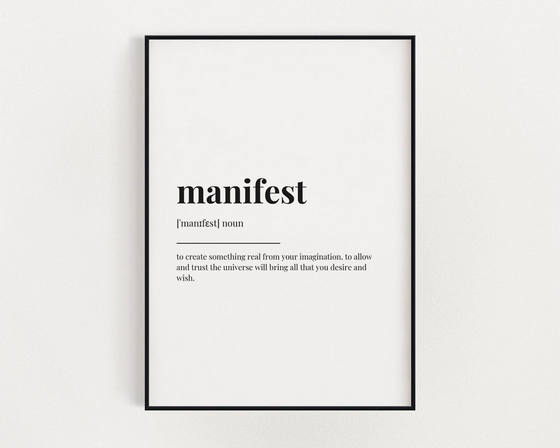 Dennotation Drawings Manifest Definition Meaning Wall Art Print, Law Of Attraction ...