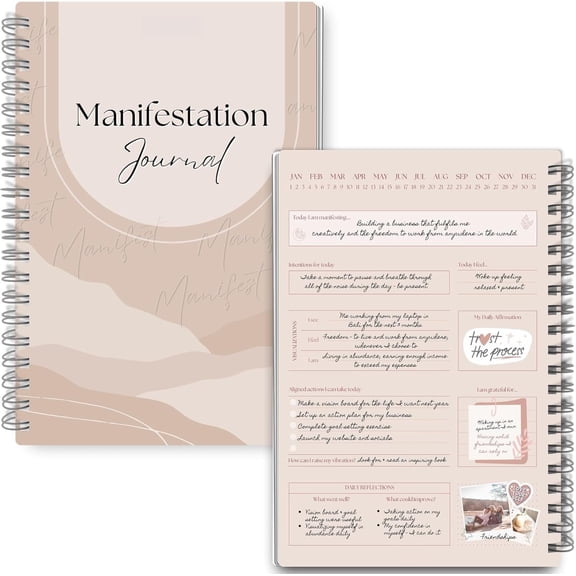 Manifestation Journal | Law of Attraction Daily Planner with 369 , Affirmations, Gratitude, Vision Board, Reflection Prompts & Goal Setting Pages, Undated Luxury Self Growth Notebook | A5 Lux