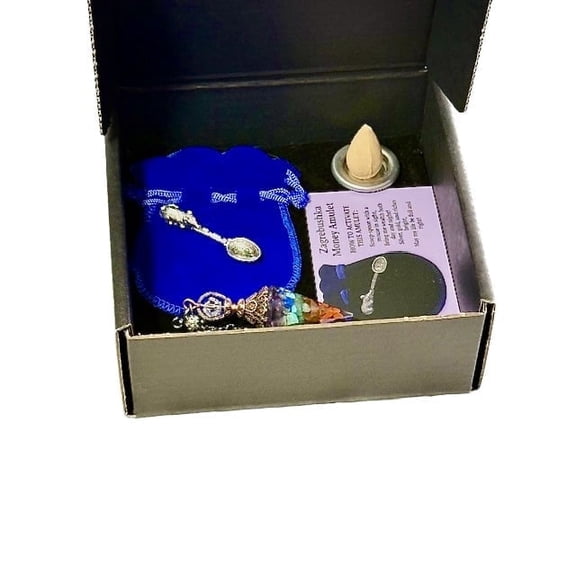 Manifestation Money Ritual Box  InnerLight Money Amulet Spoon Gift Set for Wealth, Prosperity & Abundance  Includes Spoon w/mouse, Chakra Crystal Pendulum, Velvet Pouch & Ritual Card