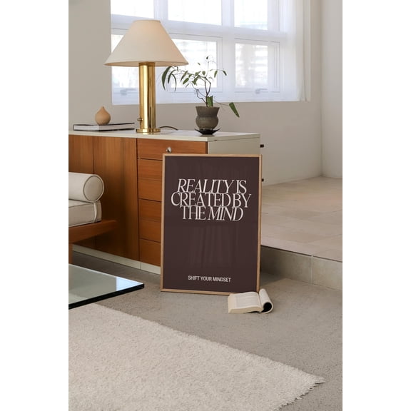 Manifestation Reality Is Created By Mind Motivational Positivity Brown Neutral, Unframed Paper Print Size 8x12