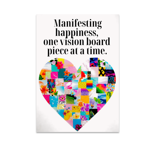 Manifesting Happiness Vision Board Art - Mental Health Advocate - 13x19 Poster Print