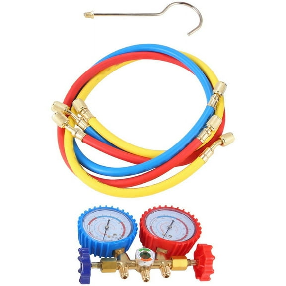 Manifold Gauge Set, 3 Way AC Diagnostic Manifold Gauge Set for R410A/R22/R134A/R404A Refrigerant,Automotive AC Manifold