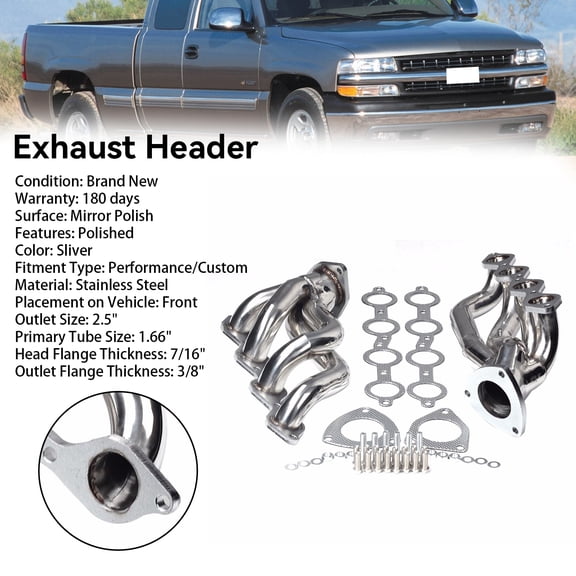 Manifold Headers Fit for Chevy Avalanche Silverado Sierra Tahoe 4.8L 5.3L V8 00-06