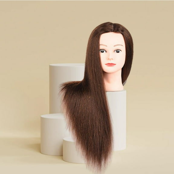 Manikin head hair doll Head Display Makeup Doll for Cutting Braiding Practice Makeup Exercises Hair Curling Winding .Head Hairdresser Training Dark Brown