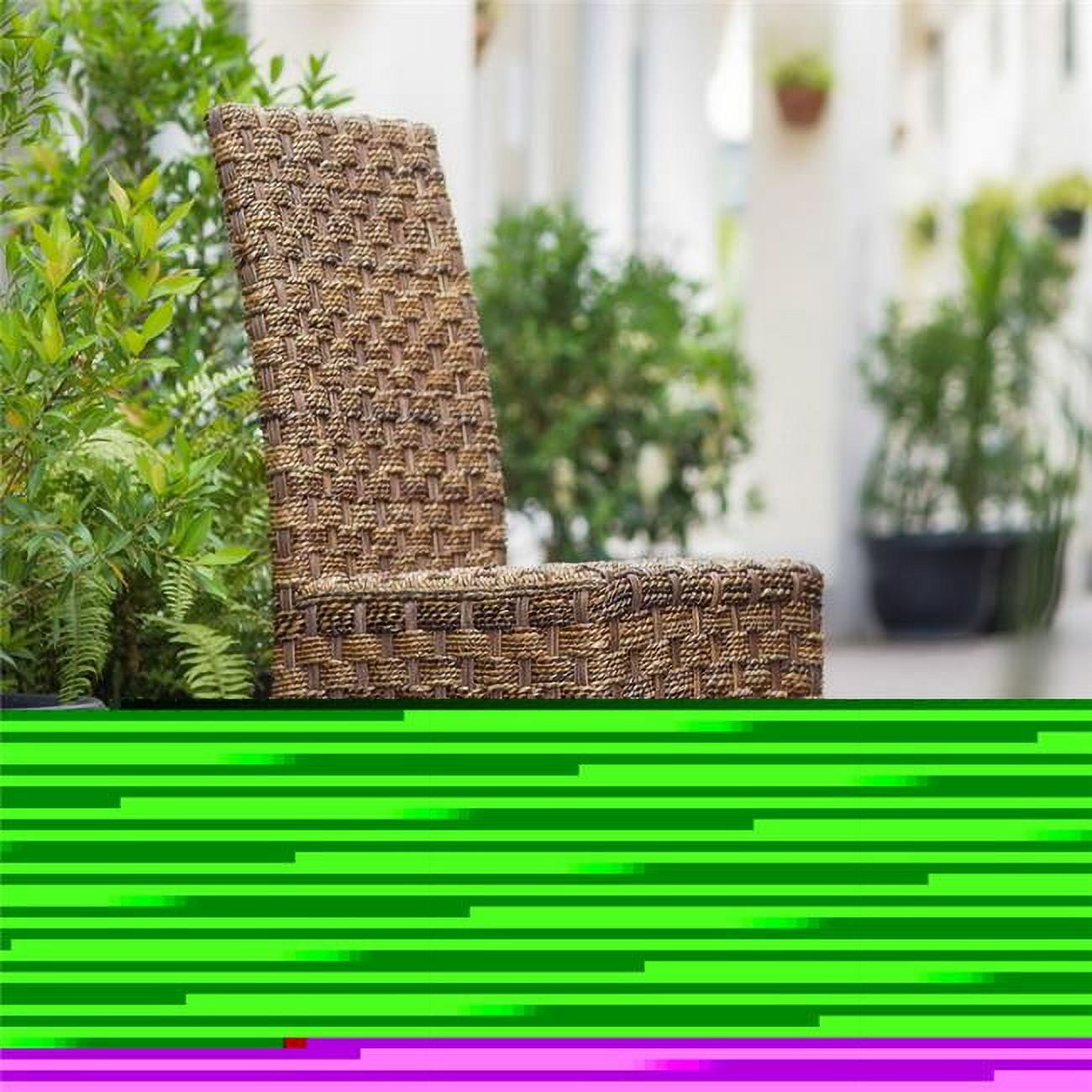 Manila Abaca and Rattan Wicker Basket Weave Dining Chair with Mahogany