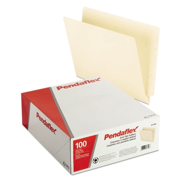 Manila End Tab Folders, 9.5" Front, 2-Ply Straight Tabs, Letter Size, 100/box | Bundle of 5 Boxes