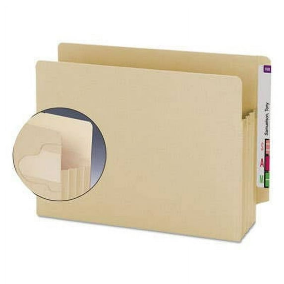 Smead® TUFF® End-Tab File Pockets, 3 1/2" Expansion, Letter Size, Manila, Box Of 10