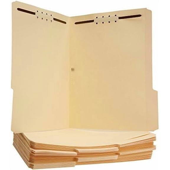 Manila File Folders with Fasteners for Organized Filing, Letter Size, Beige, 50-Pack