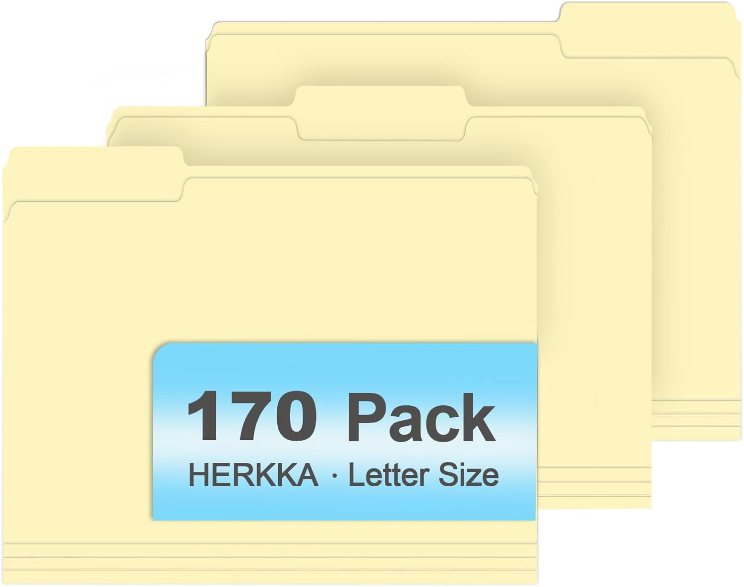 Manila Folders, 170 Pack 1/3 Cut Tab File Folders 8.5 x 11 Designed for ...