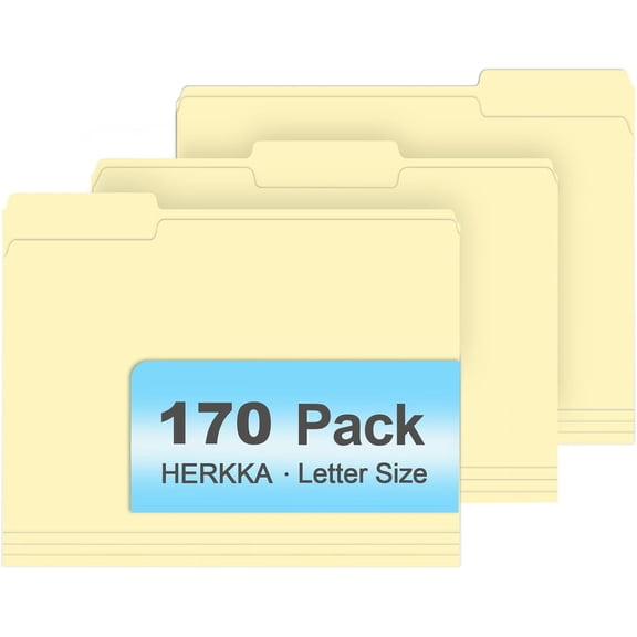 Manila Folders, 170 Pack 1/3 Cut Tab File Folders 8.5 x 11 Designed for Office and Classroom Use, Letter Size