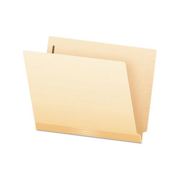 Manila Laminated End Tab Folders with One Fastener Straight Tab, Letter Size, 11 pt. Manila, 50/Box