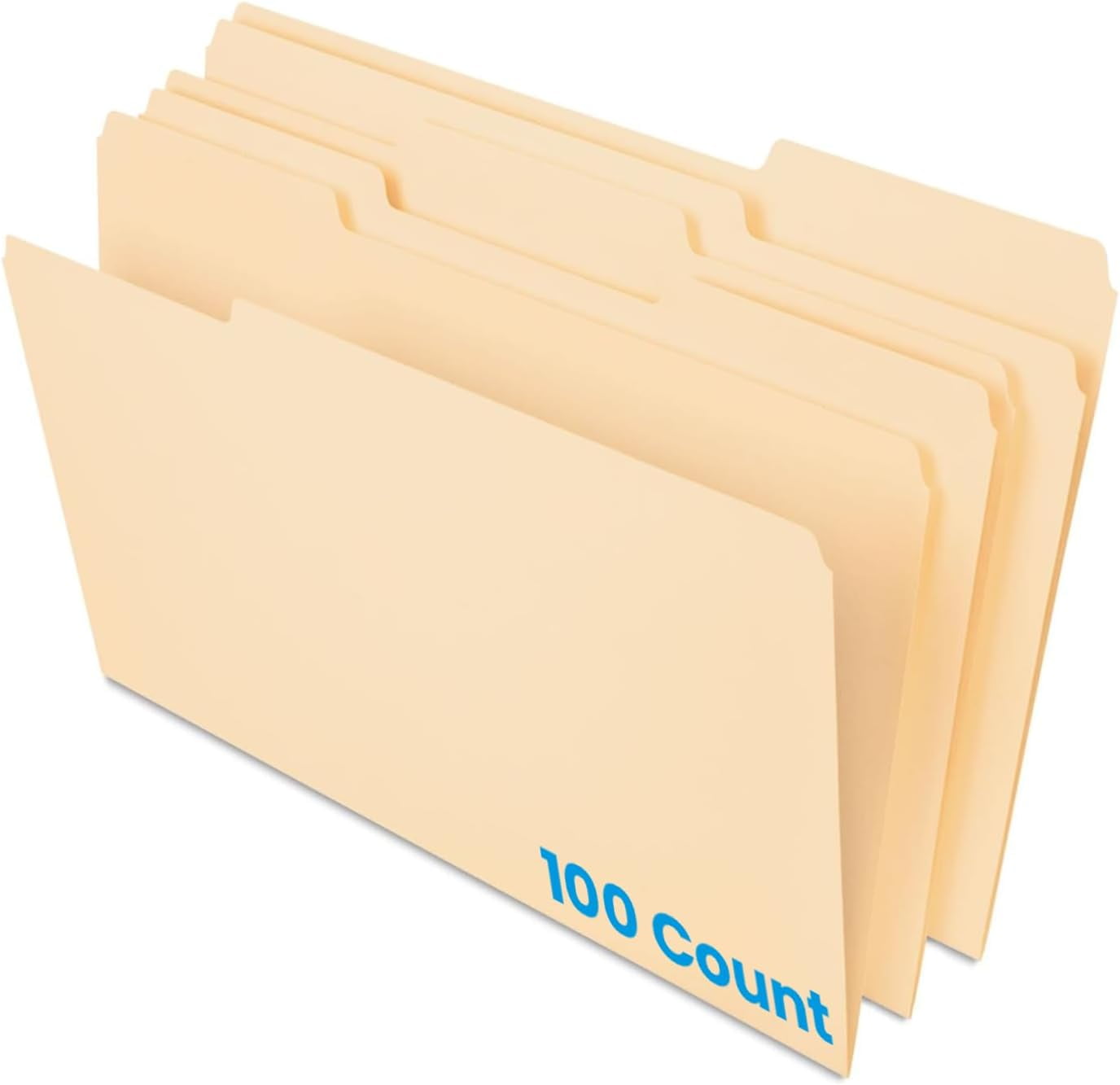 Manila Legal Size File Folders - 1/3-Cut Tabs in Left, Center, Right ...