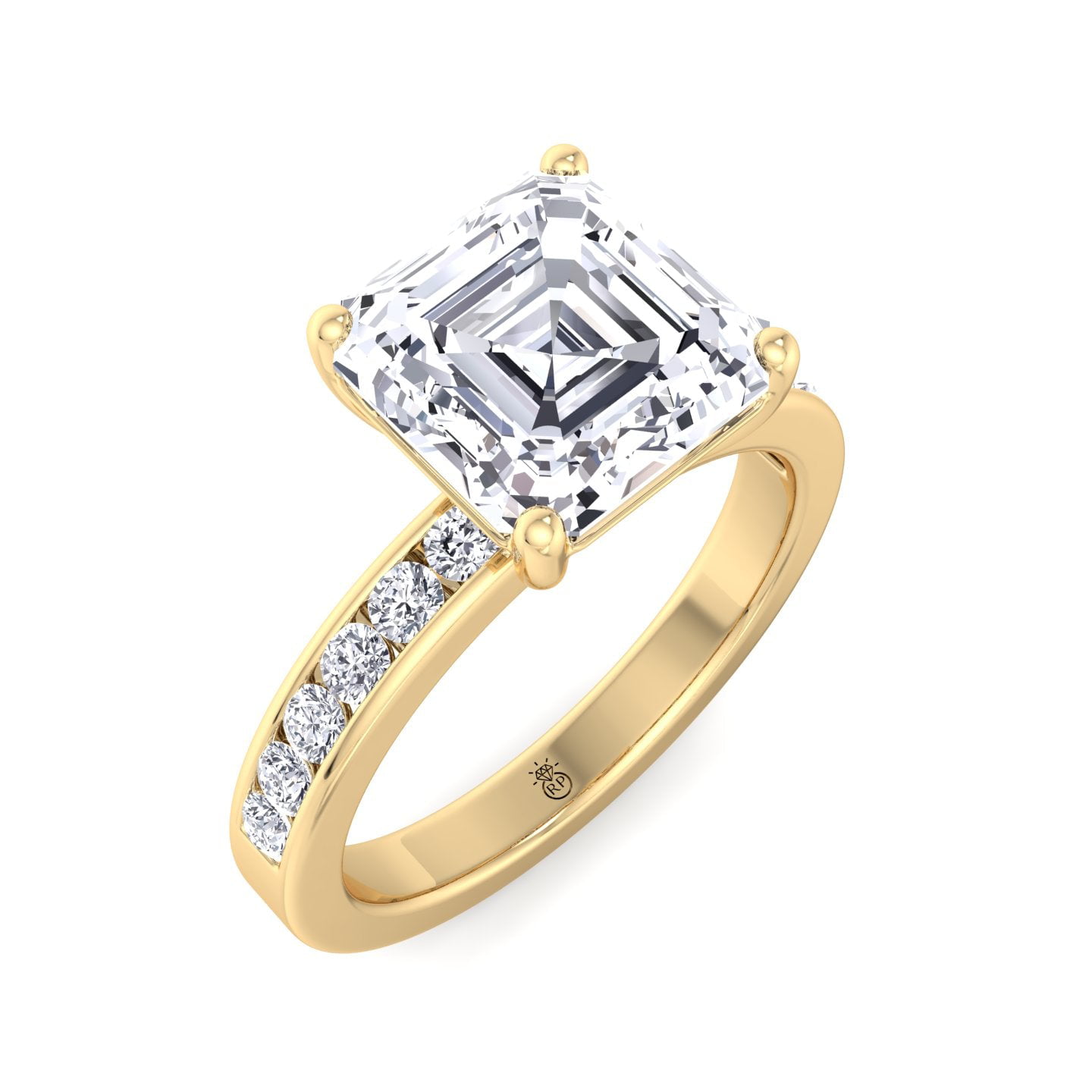 Manila - Moissanite Asscher Cut Lab Diamond Engagement Ring With