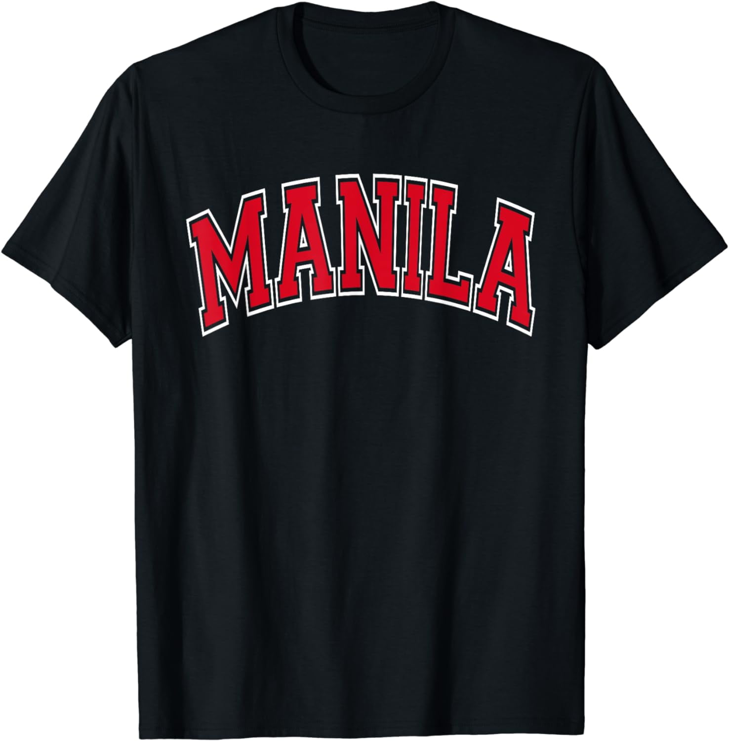 Manila Philippines Varsity Style Red Text TShirt