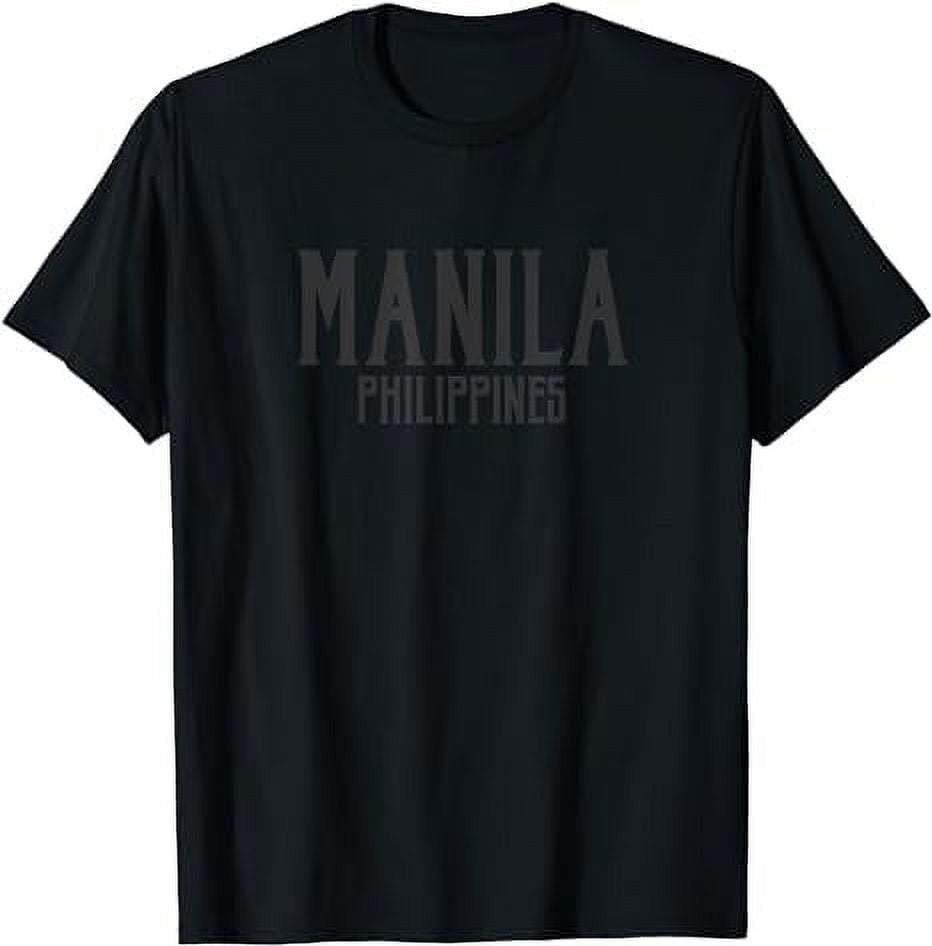Manila Philippines Vintage Text Black with Black Print TShirt