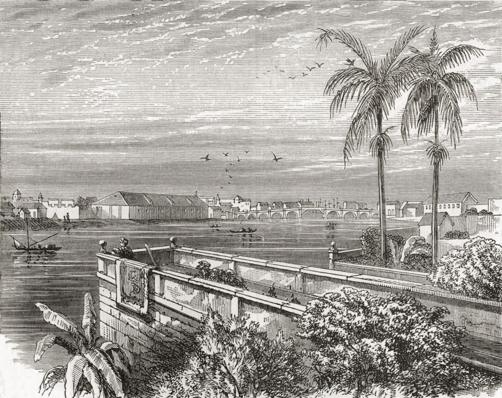 Manila Philippines in the 19th century From The National Encyclopaedia published c1890 Canvas Art - Ken Welsh Design Pics (15 x 12)