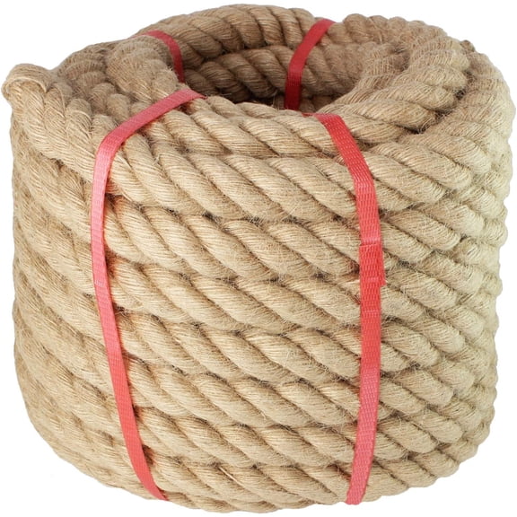 Manila Rope 1-1/2 Inch x 50 Feet, Twisted Thick Rope 1.5in for Landscaping, Crafts, Sporting, Marine,Projects and Tie-Downs