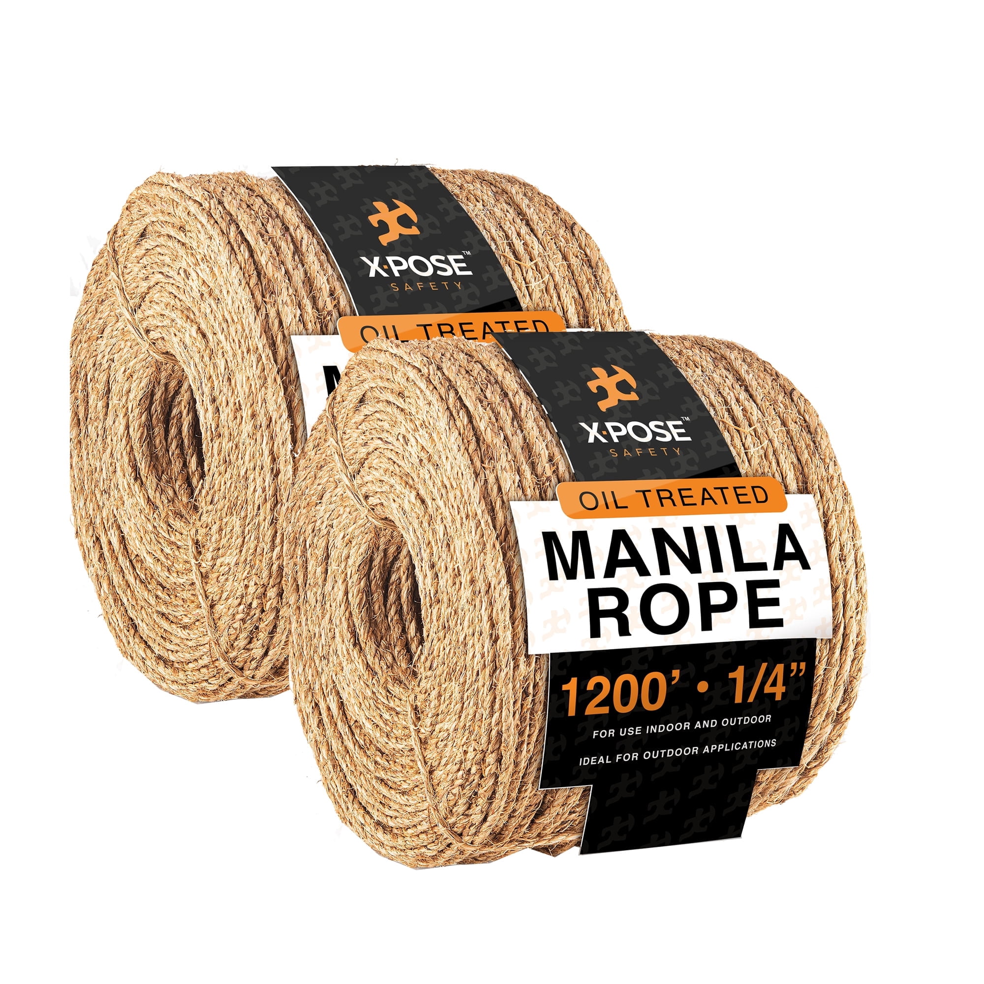 Manila Rope - 1/4 Inch Rope 1200' - 3 Strand Cordage Twisted Braided ...