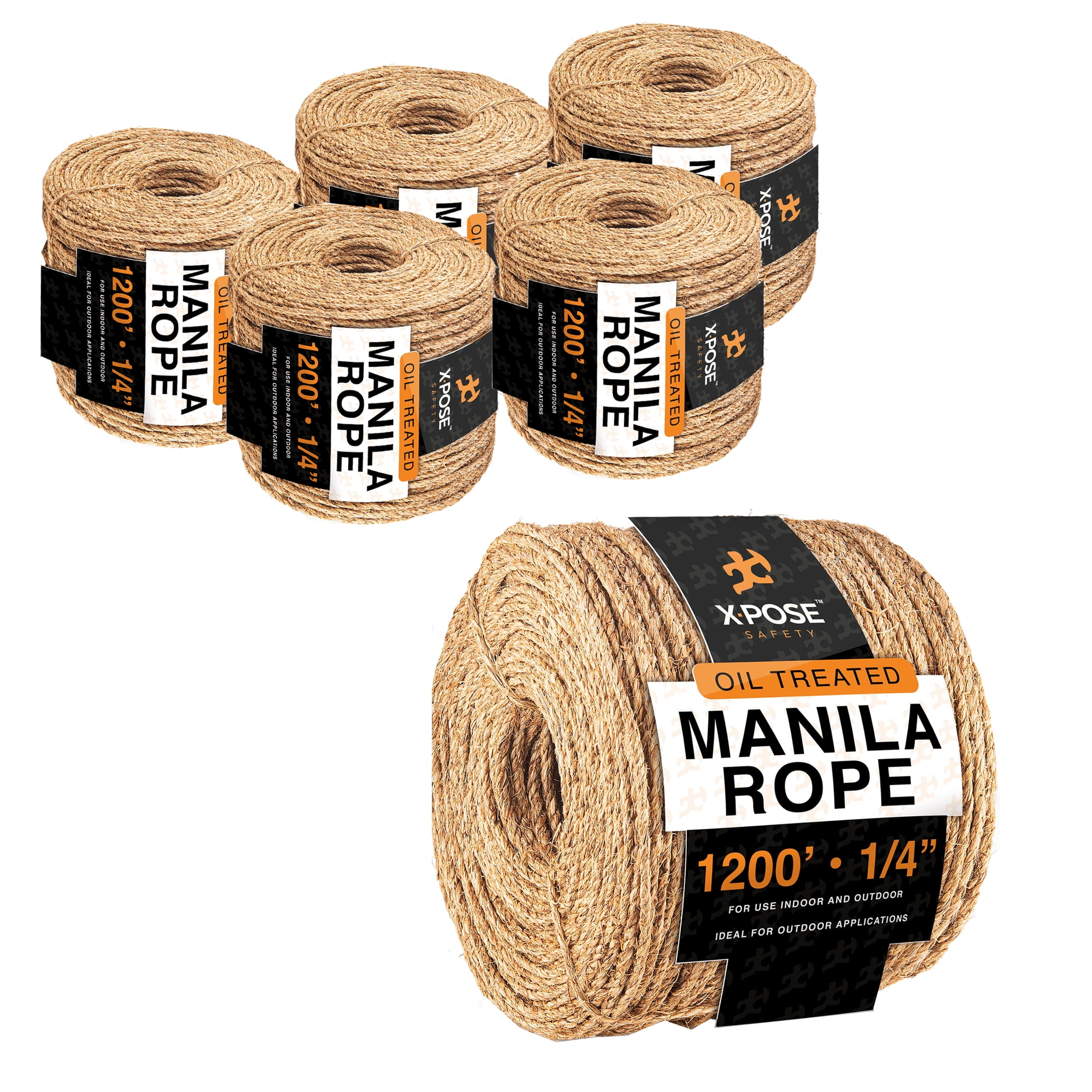 Manila Rope - 1/4 Inch Rope 1200' - 3 Strand Cordage Twisted Braided ...