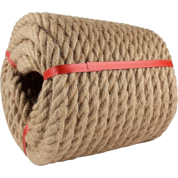 Manila Rope 3/4in x 100ft,Thick Natural Hemp Rope,Large Decorative Nautical Ropes,Twisted Manila Ropes Great for Gardening,Railings,Hammock Nautical