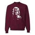 thumbnail image 1 of Manilyn Monroe Skull Face and Body Tattoo | Mens Pop Culture Crewneck Graphic Sweatshirt, Maroon, Small, 1 of 4