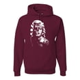 thumbnail image 1 of Manilyn Monroe Skull Face and Body Tattoo | Mens Pop Culture Hooded Sweatshirt Graphic Hoodie, Maroon, Large, 1 of 4