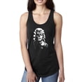 thumbnail image 1 of Manilyn Monroe Skull Face and Body Tattoo | Womens Pop Culture Jersey Racerback Tank Top, Black, Small, 1 of 4