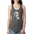 thumbnail image 1 of Manilyn Monroe Skull Face and Body Tattoo | Womens Pop Culture Jersey Racerback Tank Top, Dark Grey, Large, 1 of 4