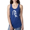 thumbnail image 1 of Manilyn Monroe Skull Face and Body Tattoo | Womens Pop Culture Jersey Racerback Tank Top, Royal, Small, 1 of 4