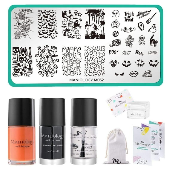 Maniology Fright Night Creepy Cute Stamping Bundle, Stainless Steel Plate with Nail Art Set for Women